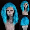 Blue Short Bob Wig Loose Curly Lace Front Wigs for Women 13x4 Free Part Heat Resistant Natural Hairline Daily WearCosplay