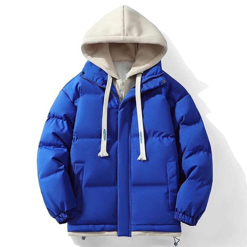 Новое зимнее мужское толстое стеганое пальто, свободная модная стеганая куртка с двумя капюшонами