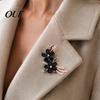 Dainty Floral Badge Rhinestone Flower Branch Brooch for Women, Elegant Lapel Pin, Bridal Bouquet Pins Costume Pin Coat Shirt Bag Banquet Wear