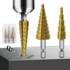 Hex Shank Titanium Step Drill Bit Set: 3-12mm, 4-12mm, 4-20mm Pagoda Bits