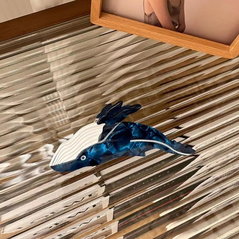 Cartoon Whale Hair Claw Large Size Sea Creature Claw Clips Cute Acetate Hair Clips Women's Use