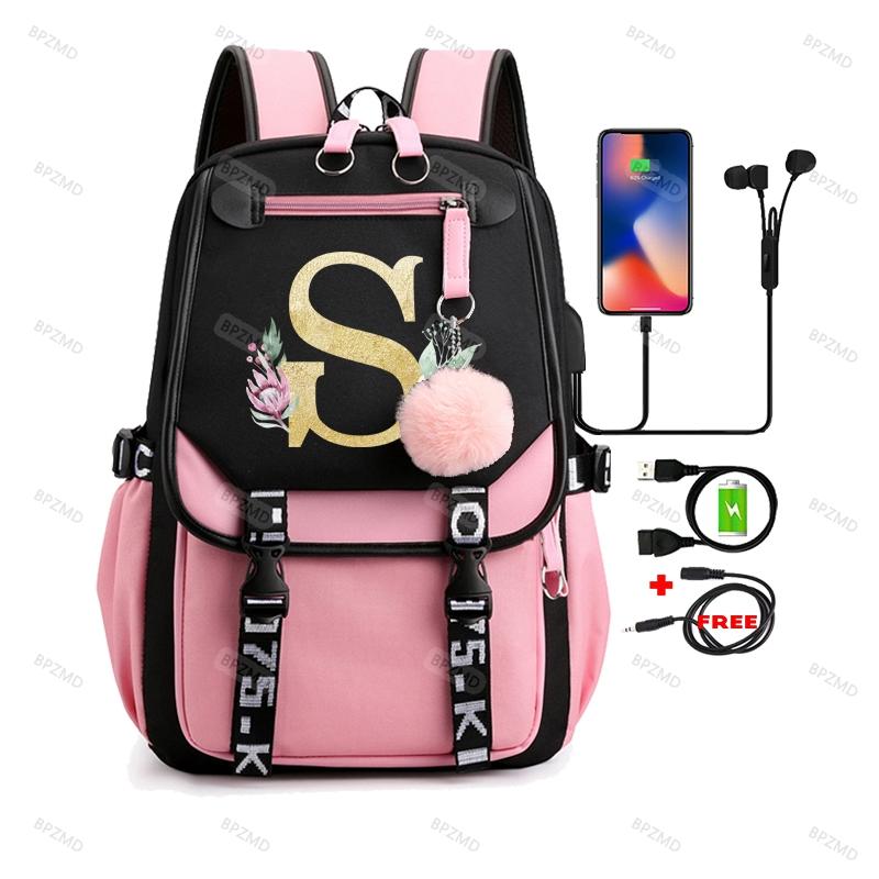 Рюкзак Blackpink с 26 английскими буквами для девочек, парусиновая школьная сумка, детский рюкзак, детская дорожная сумка, рюкзак для школьных книг