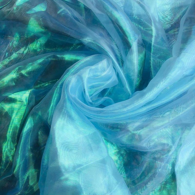 Красочная швейная сетка, флуоресцентная пряжа, органза, стеклянная пряжа, лазерная тюль, шелковый шифон