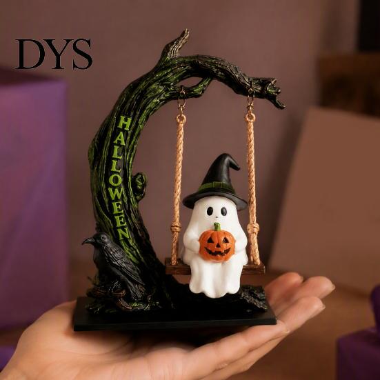 Летающий призрак для дерева Хэллоуин Качающийся на фигурке, Смоляная качающаяся статуэтка, Жуткие подвески на потолок для дома, Настольное украшение для улицы