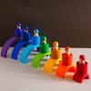 Montessori Rainbow Doll Wooden Toy Natural Wood Baby Hands-on Education Toy Puzzle Game Rainbow Building Block Children's Toy