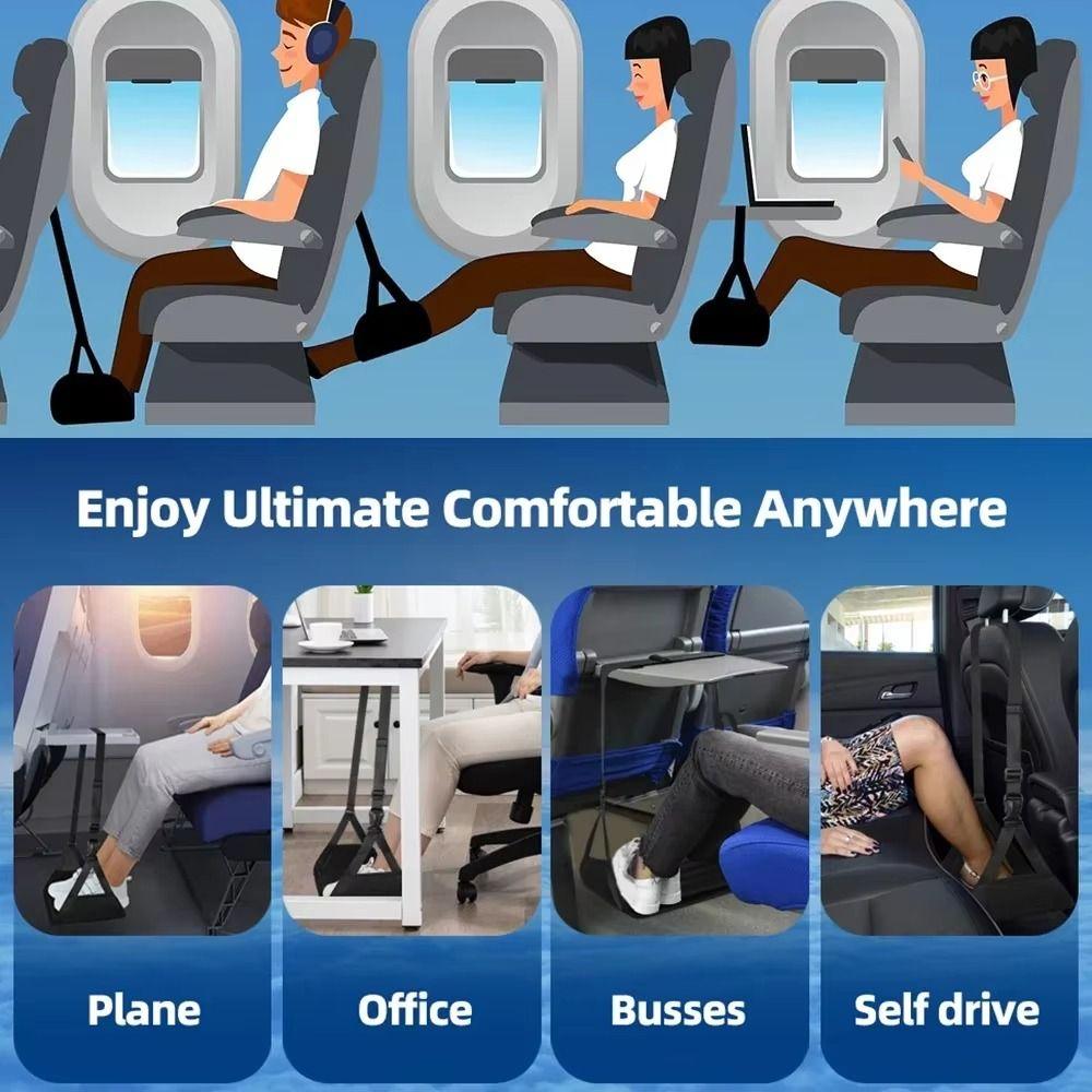 Comfortable Plane Leg Rest Adjustable Strap Portable Desk Footrest Airplane Foot Hammock  Train
