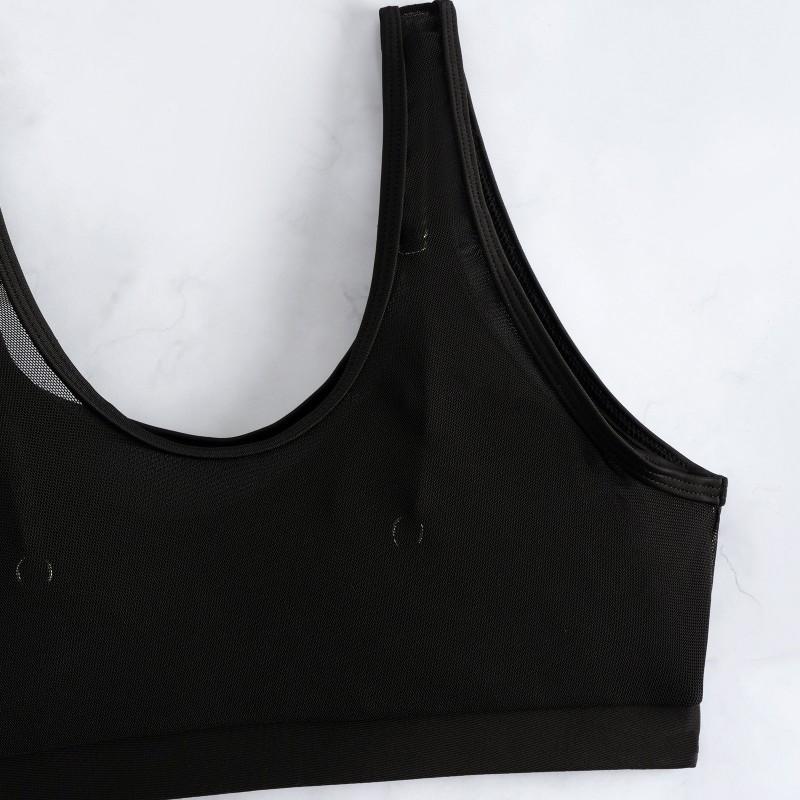Sexy Fashionable Mesh Stitching Solid Color Vest Women's Split Swimsuit BIKINI