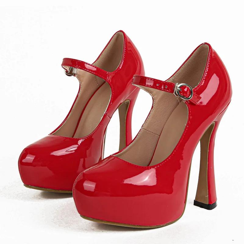 Мода Уличный Стиль Мода Платформа Женские Туфли-Лодочки Круглый Носок Квадратный Каблук Ремешок на Щиколотке Стриптизерша Женская Обувь Zapatos De Mujer