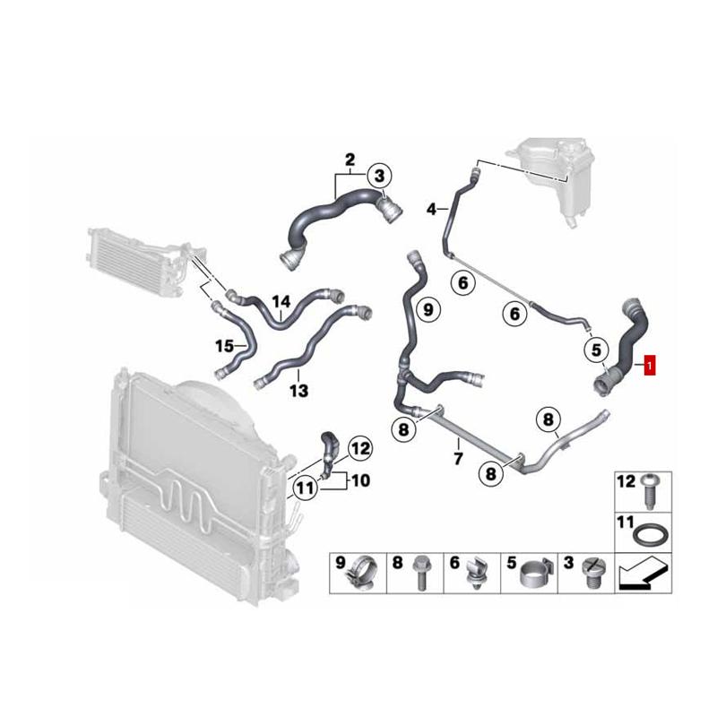 17127612444 X1 E84 20iX 18i Z4  Coolant hose