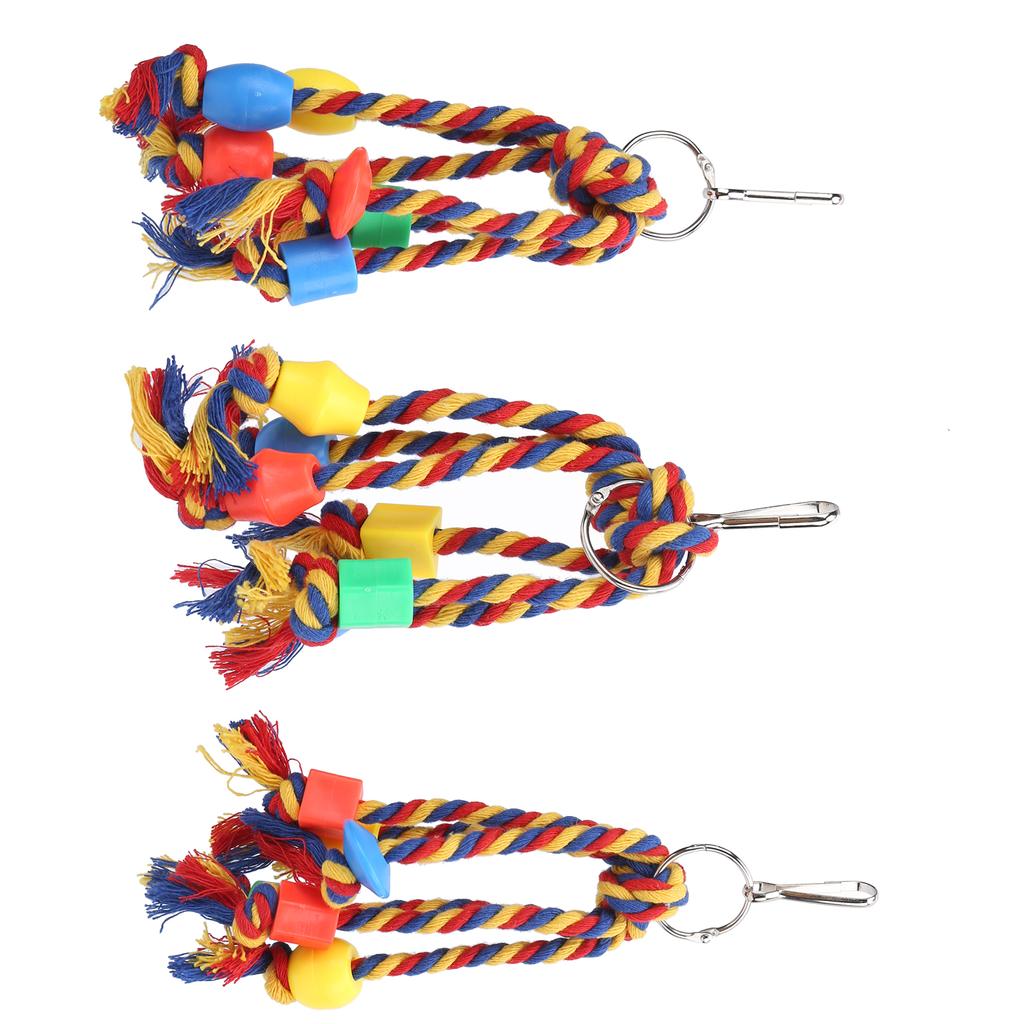 Игрушка для жевания птиц, цветная хлопковая веревка, пластиковые бусины, веревка для укусов для маленьких попугаев