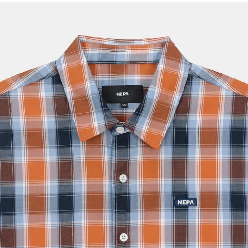  Nepa Nepa Мужская хлопковая рубашка в клетку с длинным рукавом 7k11542