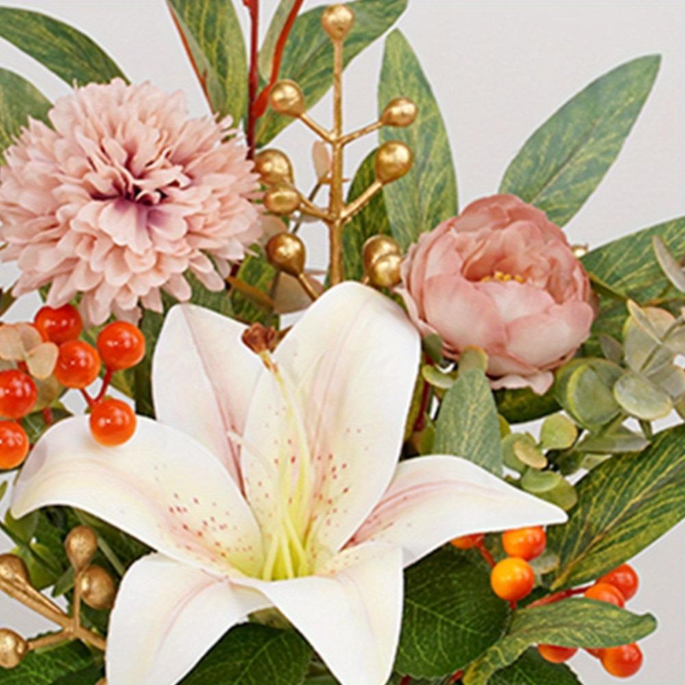 Искусственные цветы Искусственные цветы в вазе для домашнего декора Композиция из искусственных цветов с вазой для журнального столика Украшение центрального элемента обеденного стола на кухне