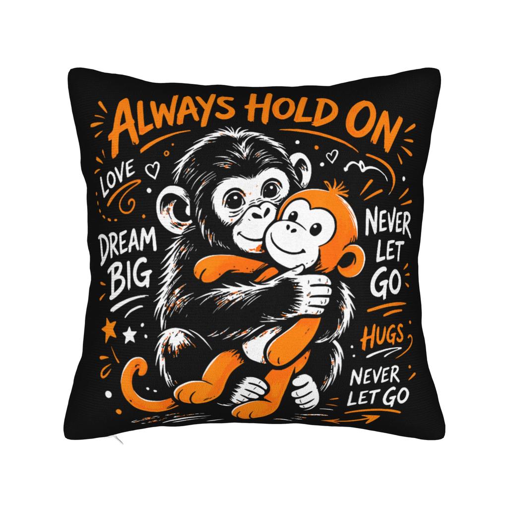 Retro Cute Monkey Punch Cute Monkey Baby Funny Animal Pillow Cover  Square Cushion Cover Pillow Case For Wedding Party Decor