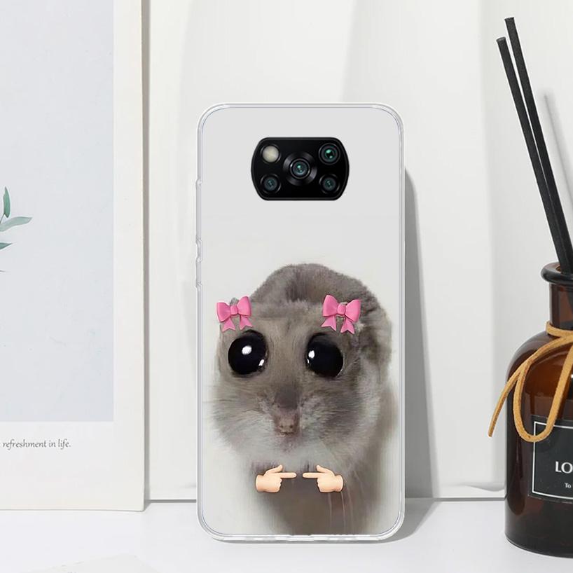 Funny Sad Hamster Meme Phone Case For Xiaomi Poco X7 X6 X5 M7 M8 Pro F7 Ultra Redmi 15C 15 13C 13 12C 12 10 10C 10A Art Fundas P