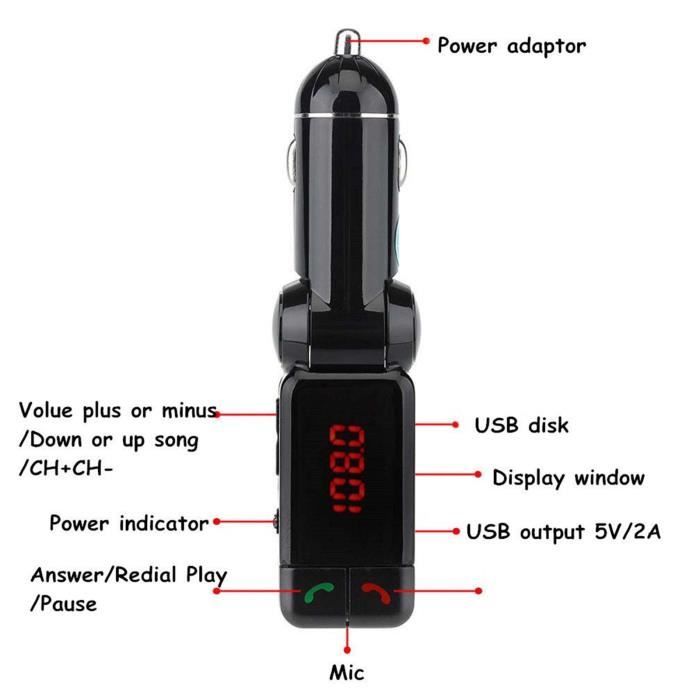 Lecteur de musique sans fil LCD voiture Bluetooth FM Transmetteur Kit MP3,Transmetteur FM Bluetooth pour voiture
