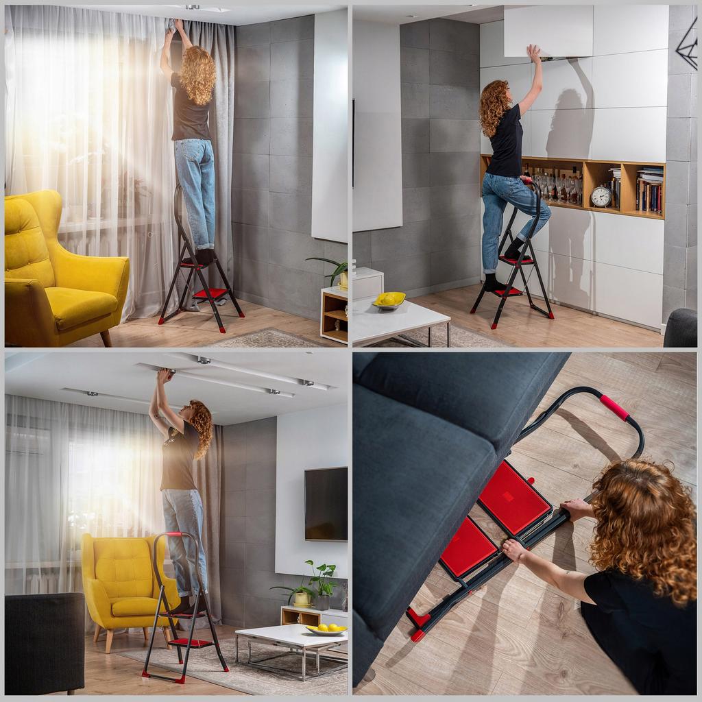 KADAX Drabina Drabinka Domowa Stalowa Składana mocna 150kg