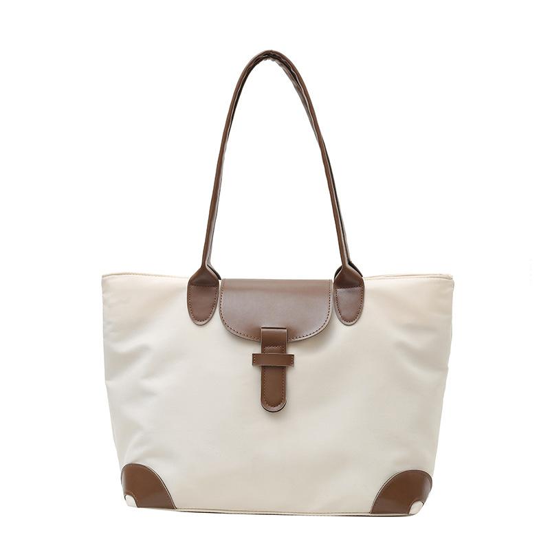 Дизайнерская роскошная нейлоновая женская сумка светлого цвета, контрастная большая вместительная сумка для покупок на одно плечо