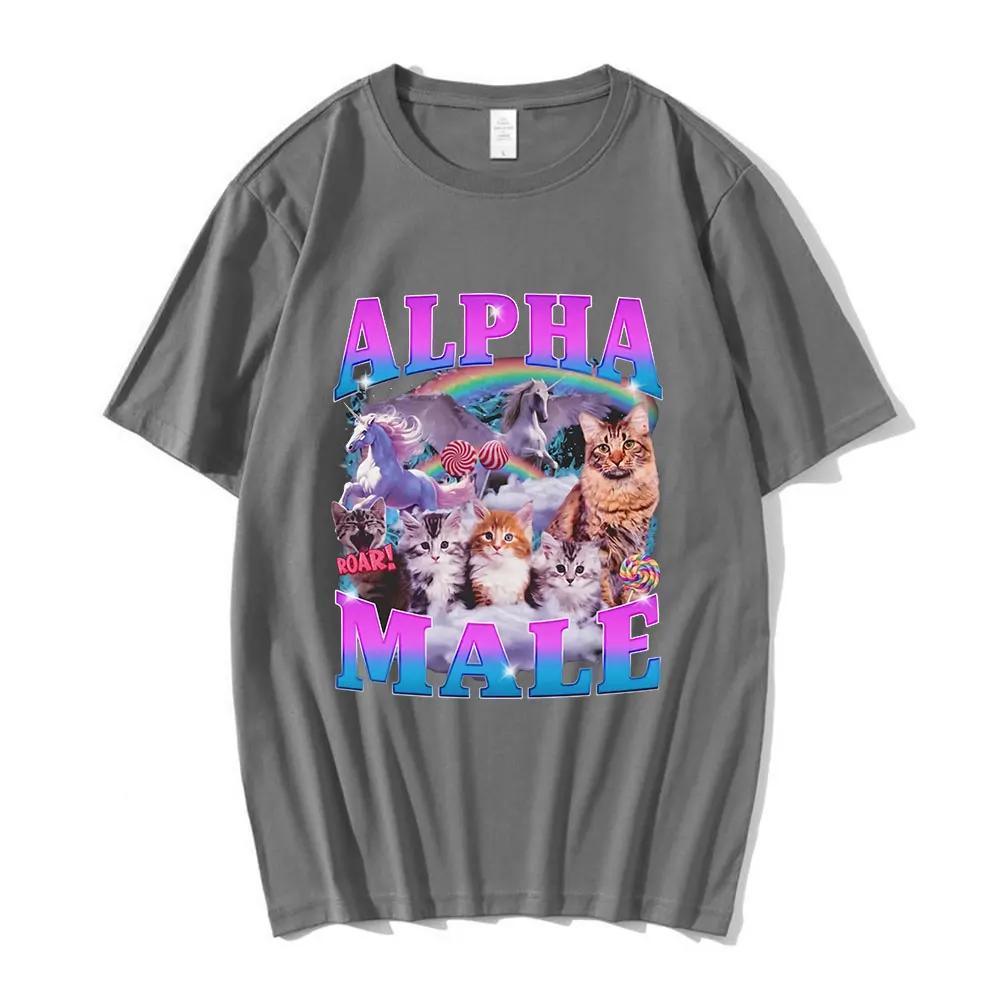 Alpha Male Cute Kitten Cat Unicorn Rainbow Funny Graphic T-shirt Men Women Fashion Short Sleeve T-shirts Cotton Casual T Shirts