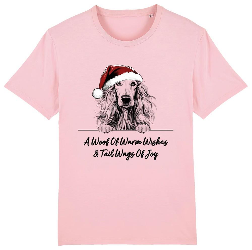AFGHAN HOUND Christmas Dog T-Shirt Adults Kids Woof Wishes Tail Wags Of Joy Dogs