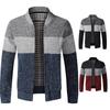 New Mens Winter Funnel Collar Zip Up Thick Fleece Lined Knitted Cardigan Jumper Top