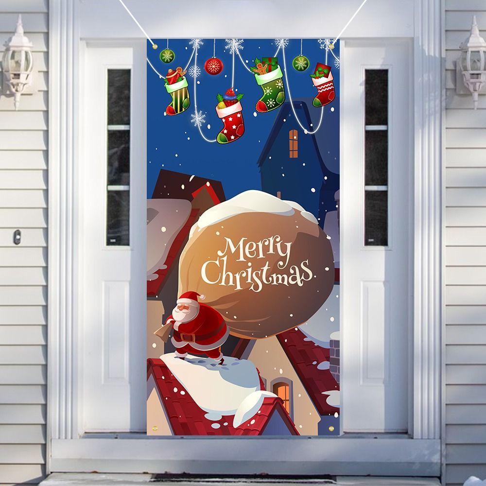 Подвесные рождественские дверные накладки на окна, декоративная композиция, баннеры на двери, рождественские баннеры