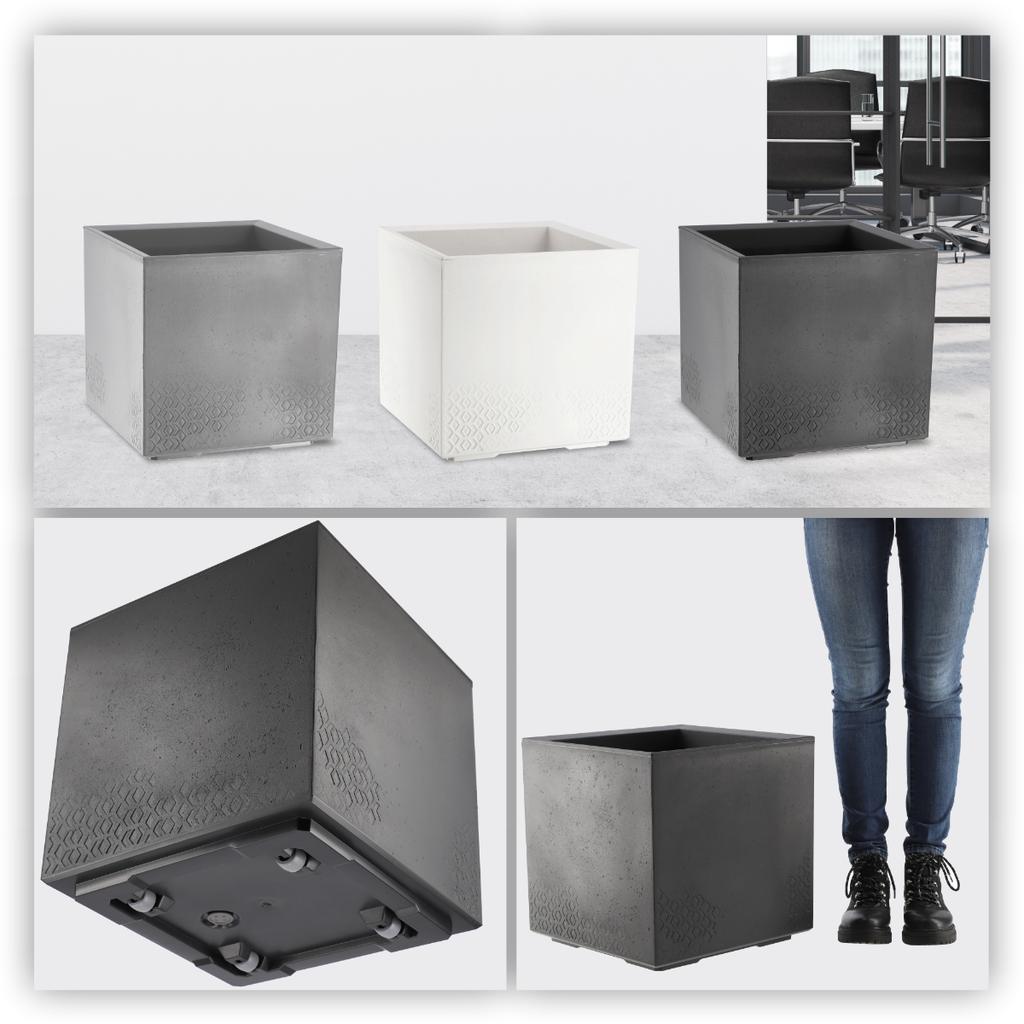 KADAX Doniczka Donica Na Kółkach Eko 40x40cm Czarna Na Kwiaty Rośliny Z Korkiem