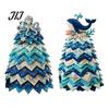 Seaside Home Decorative Ornaments DIY Quilted Ocean Christmas Tree Kit, Holiday 3D Fabric Patchwork Craft Desktop Window Decorations Coastal