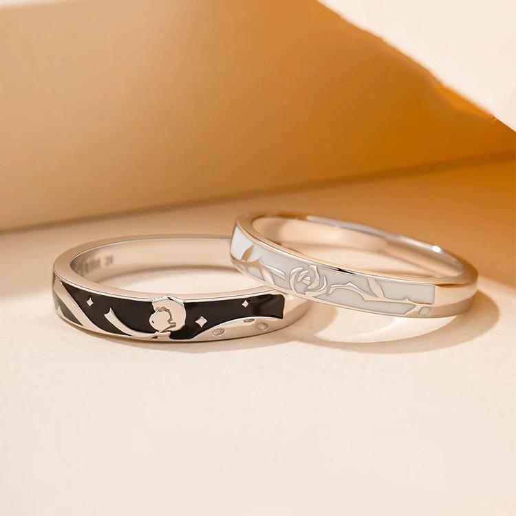 Открытые парные кольца «Маленький принц» и Роза - Простой модный стиль для пар