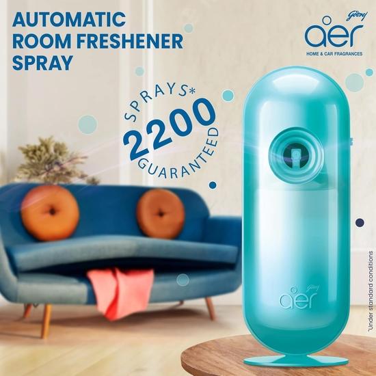 Godrej Aer Matic Kit (Machine + 1 Refill) - Automatic Room Fresheners with Flexi Control Spray | 2200 Sprays Guaranteed | Lasts Up To 60 Days (225ml)