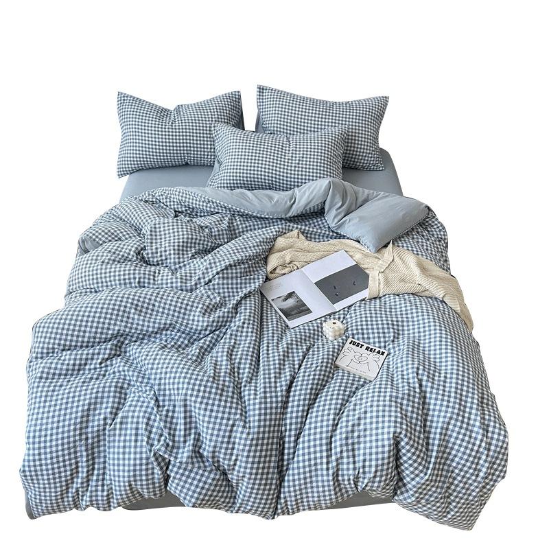 Зимняя двухсторонняя хлопковая кровать из четырех частей, однотонная простыня, пододеяльник, пододеяльник для студенческого общежития и средней школы
