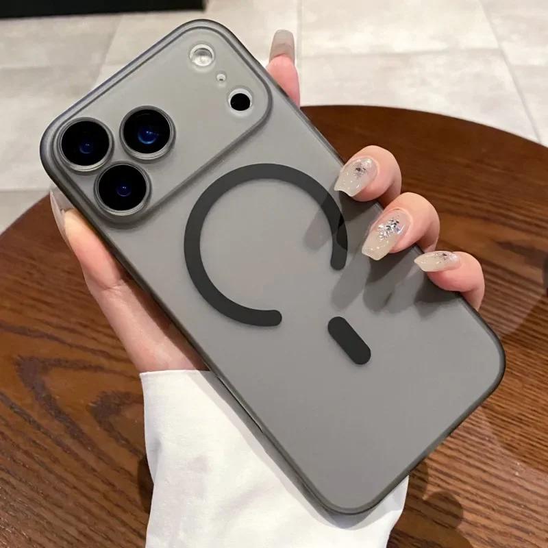 Роскошный ультратонкий матовый прозрачный чехол для Magsafe для iPhone 17 Air 16 15 14 13 11 12 Pro Max Plus Магнитная крышка для беспроводной зарядки