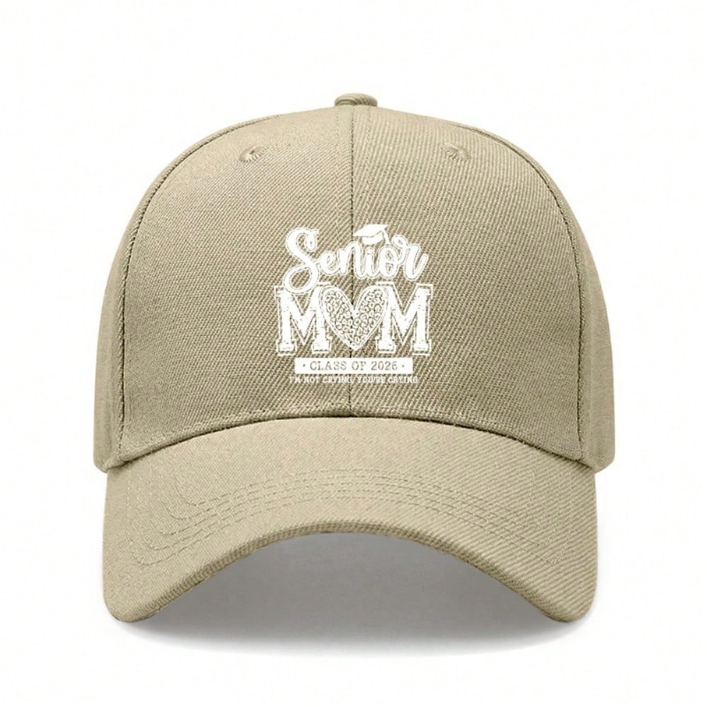 [Graduation Baseball Cap] Senior Mom Class Of 2026 Print Adjustable Breathable Lightweight  Polyester Sun Protection Curved Brim Baseball Hat -