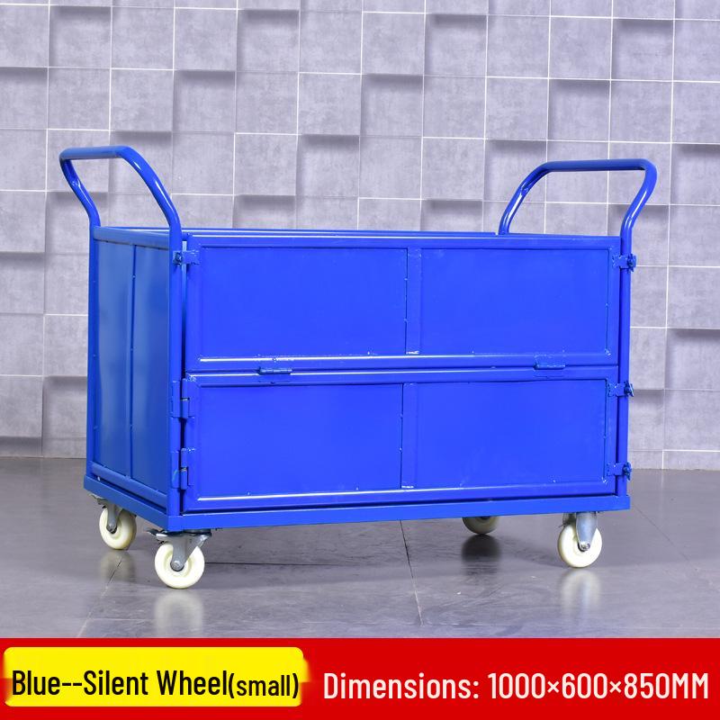 Stackable Guardrail Hand-Push Cart with Cover for Warehouse Logistics and Goods Handling