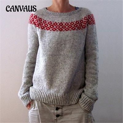 Женский свитер больших размеров с круглым вырезом, цветной блок, свободный модный вязаный свитер