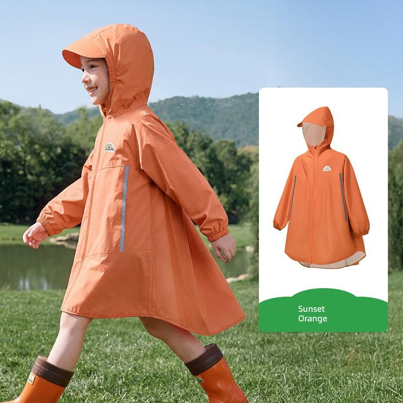 Kk Tree Children's Raincoat for Boys and Girls, Special for Elementary School Students, with a Backpack Compartment, Long Rain Poncho for Babies