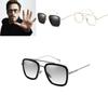Uv400 Protection Tony Stark Sunglasses Men Square Metal Frame For Eye Safety