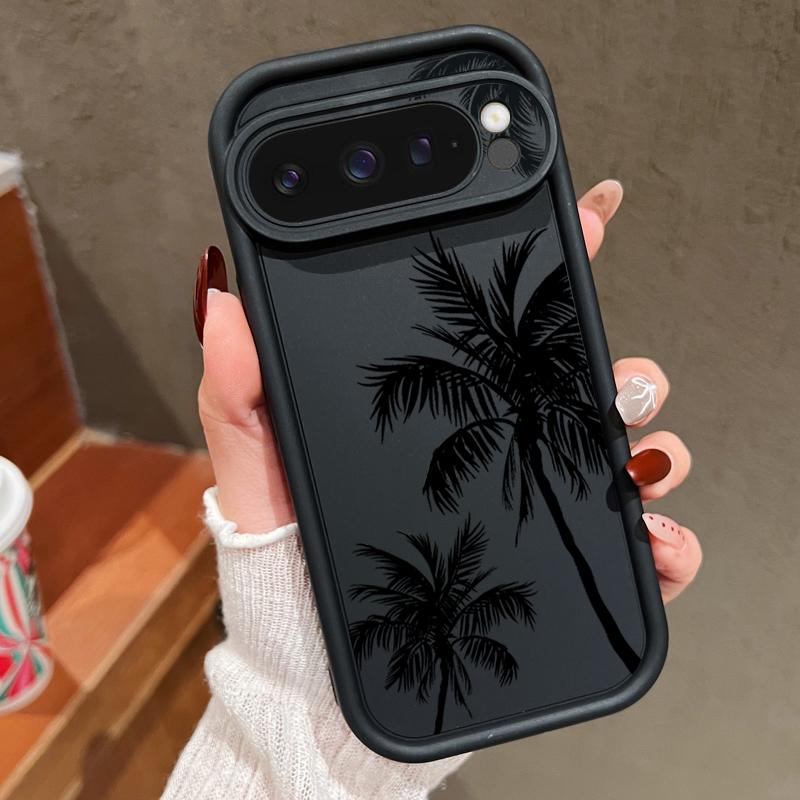 Для Google Pixel 9 Pro XL 8A 8 7 Pro 7A Чехол для телефона Ракушка Принт кокосовой пальмы Матовый Ударопрочный ТПУ Мягкий Противоударный Защита объектива Бампер