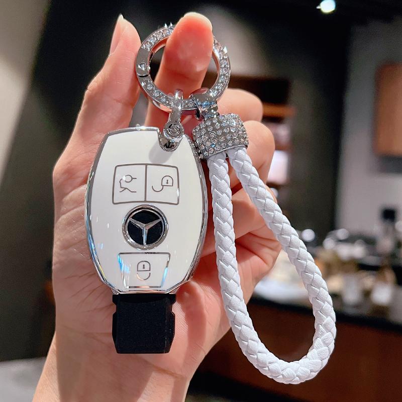 PZQ2 TPU Car Key Case Cover Shell Accessories for Mercedes Benz A B C E GL S GLA GLK CLS Class AMG W204 W205 W212 W463 W176 Keychain