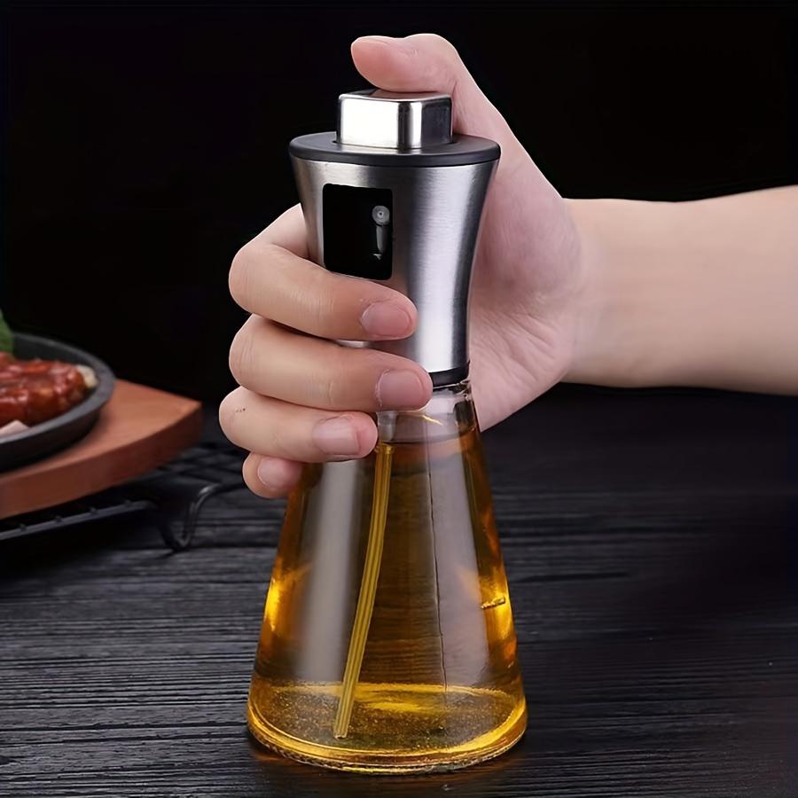 304 Stainless Steel Glass Oil Spray Bottle Large Capacity Pressurized Spray for Kitchen, BBQ, Grilling BPA Free, Triangular Design, Perfect for Olive