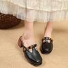 Модные ретро полушлепанцы с вырезами женские лето 2025 французский стиль модные удобные туфли Мэри Джейн одинарные уличные туфли-лодочки с квадратным носком