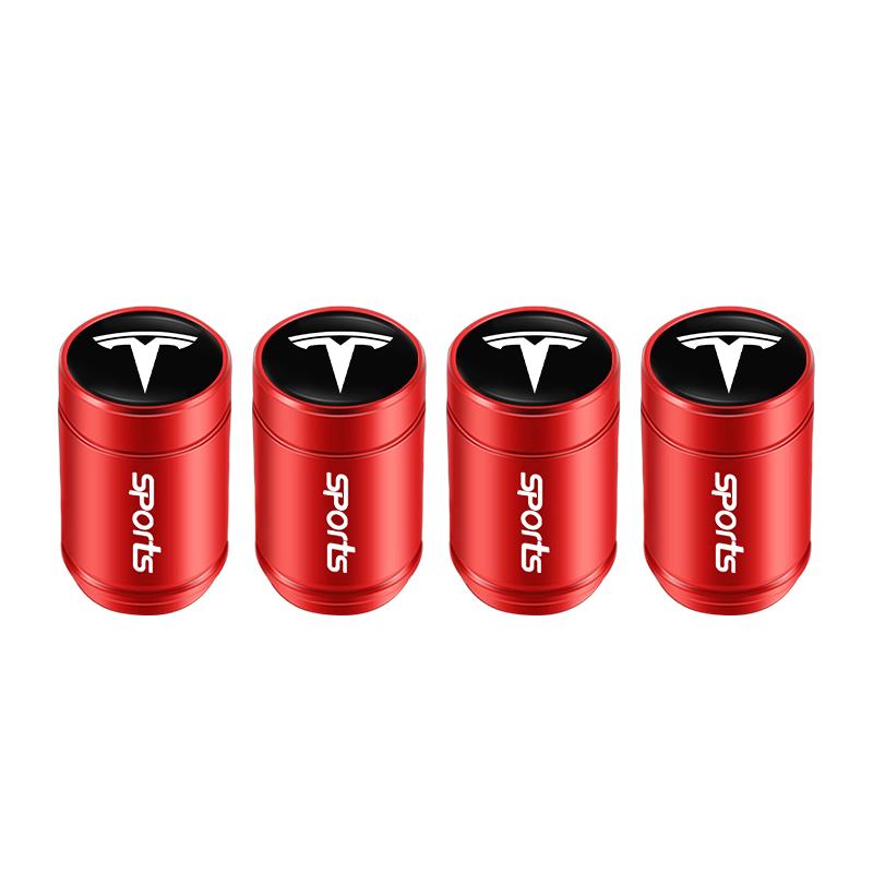 AAAIJ1 4Pcs Aluminum Alloy Car Tire Valve Cap Dust Cover Accessories For Tesla Model 3 Model S Model X Model Y Cybertruck Roadster