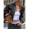 PU Street Trendy Short Fit Fashion Women Bomber Jacket Chic Cropped Leather Coat Female Stand Collar Gothic Racing  Jackets  Motorcycle  Jacket