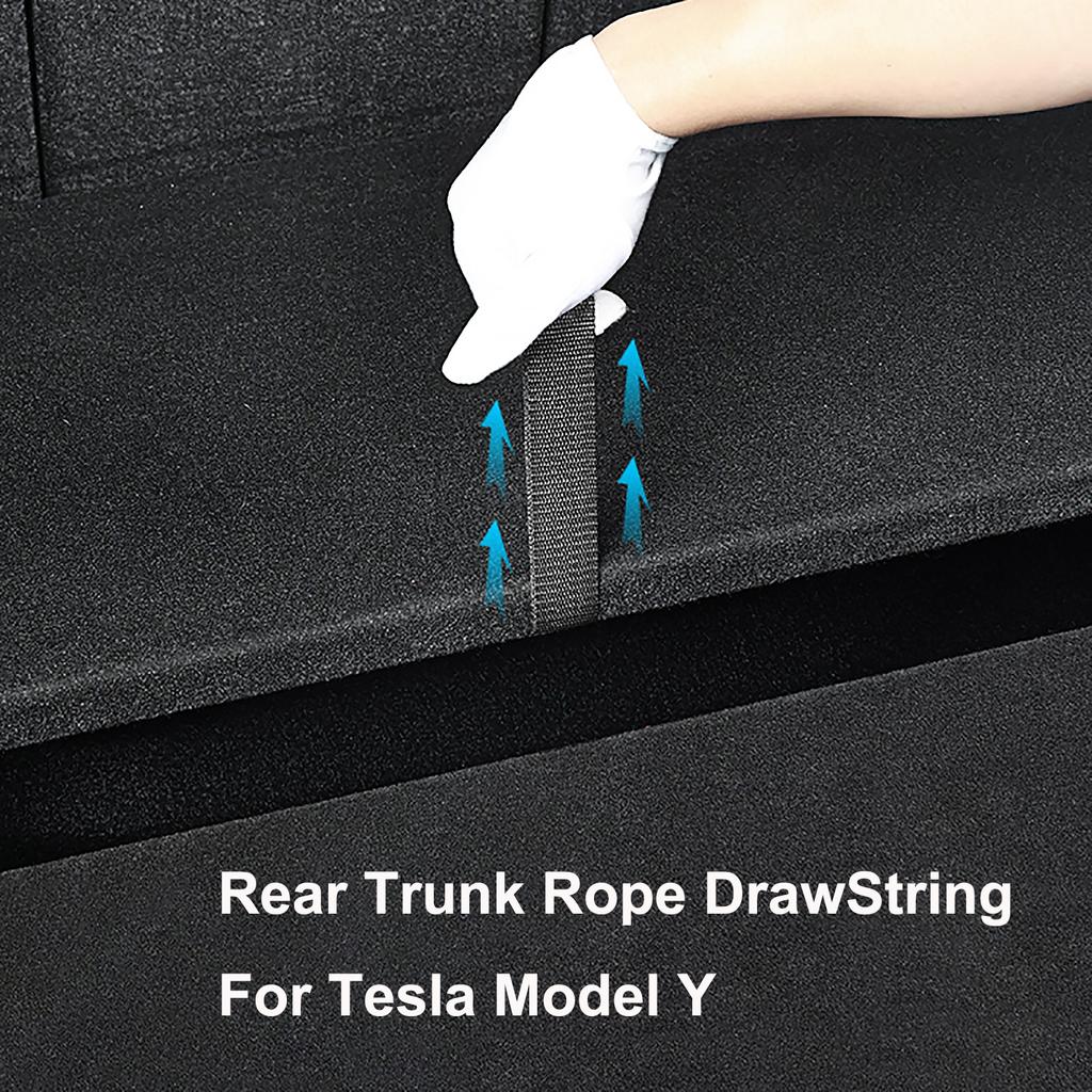 Rear Trunk Rope DrawString for Tesla Model Y Open Tail Box Cover Handle Pull Strap Tidying Organizer Car Accessories Mat Gadgets