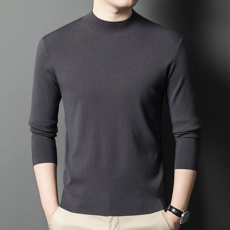 Men's Solid Half-High Neck Pullover Sweater