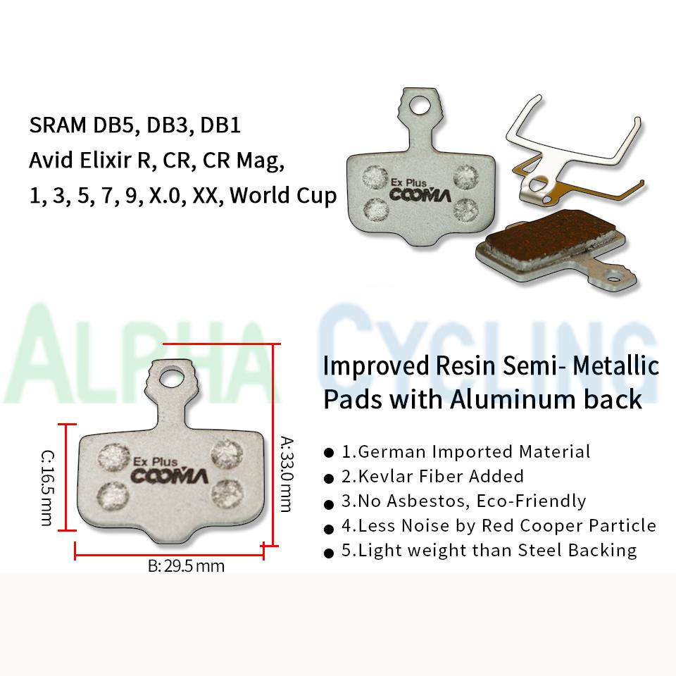 Bicycle Disc Brake Pads For Avid Elixir, SRAM DB5, DB3, DB1, LEVEL TL & T Red Force eTap AXS, EX Plus Class,10 Pairs