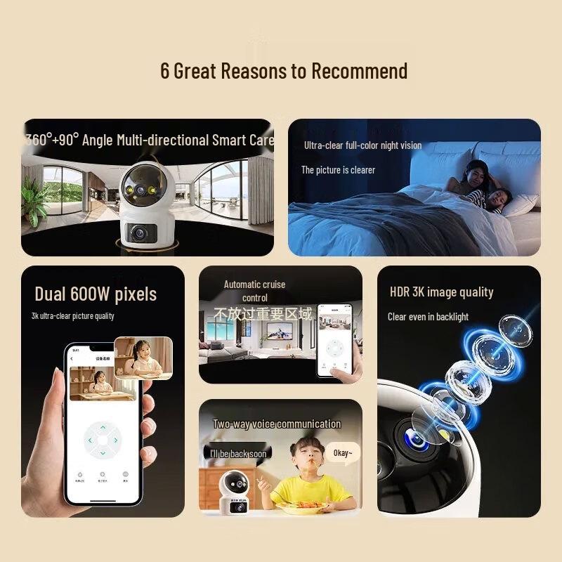 AUX 360° Smart Home Security Camera with Night Vision