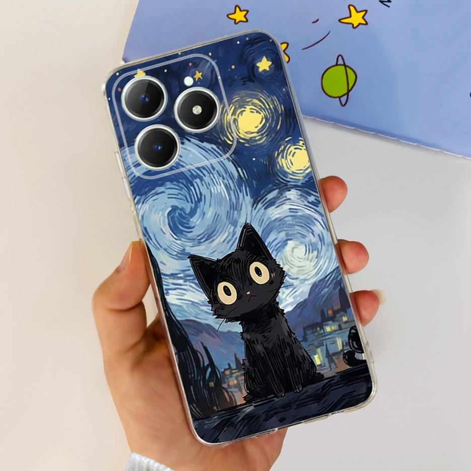 For Realme C61 Case RMX3939 Cute Panda Cartoon Painted Cover Soft Slim Phone Case For Realme C63 C 61 RealmeC61 RealmeC63 Bumper