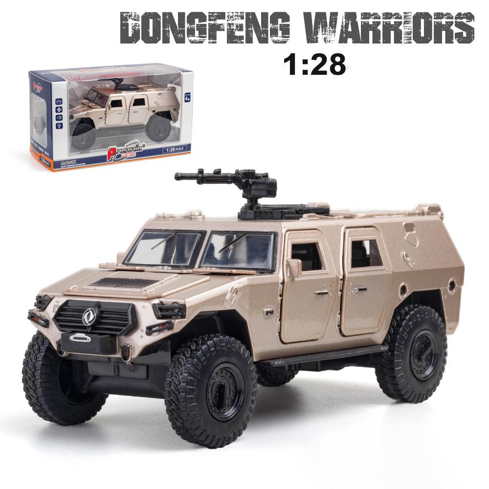 1/28 масштаб Dongfeng Warriors, литая под давлением модель автомобиля из сплава в стиле милитари, игрушечный грузовик с откатным механизмом со звуком и светом для детей и взрослых, подарочная коллекция