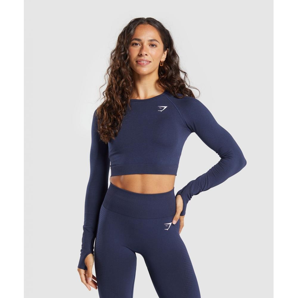Gymshark Бесшовный укороченный топ Vital Heavy Blue Marl B1a3d Ucw7