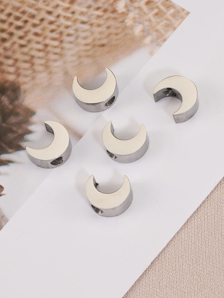 5-10pcs Stainless Steel Moon Shape Beads Gold Color Spacer Beads for Bracelet Necklace DIY Jewelry Making Findings Wholesale